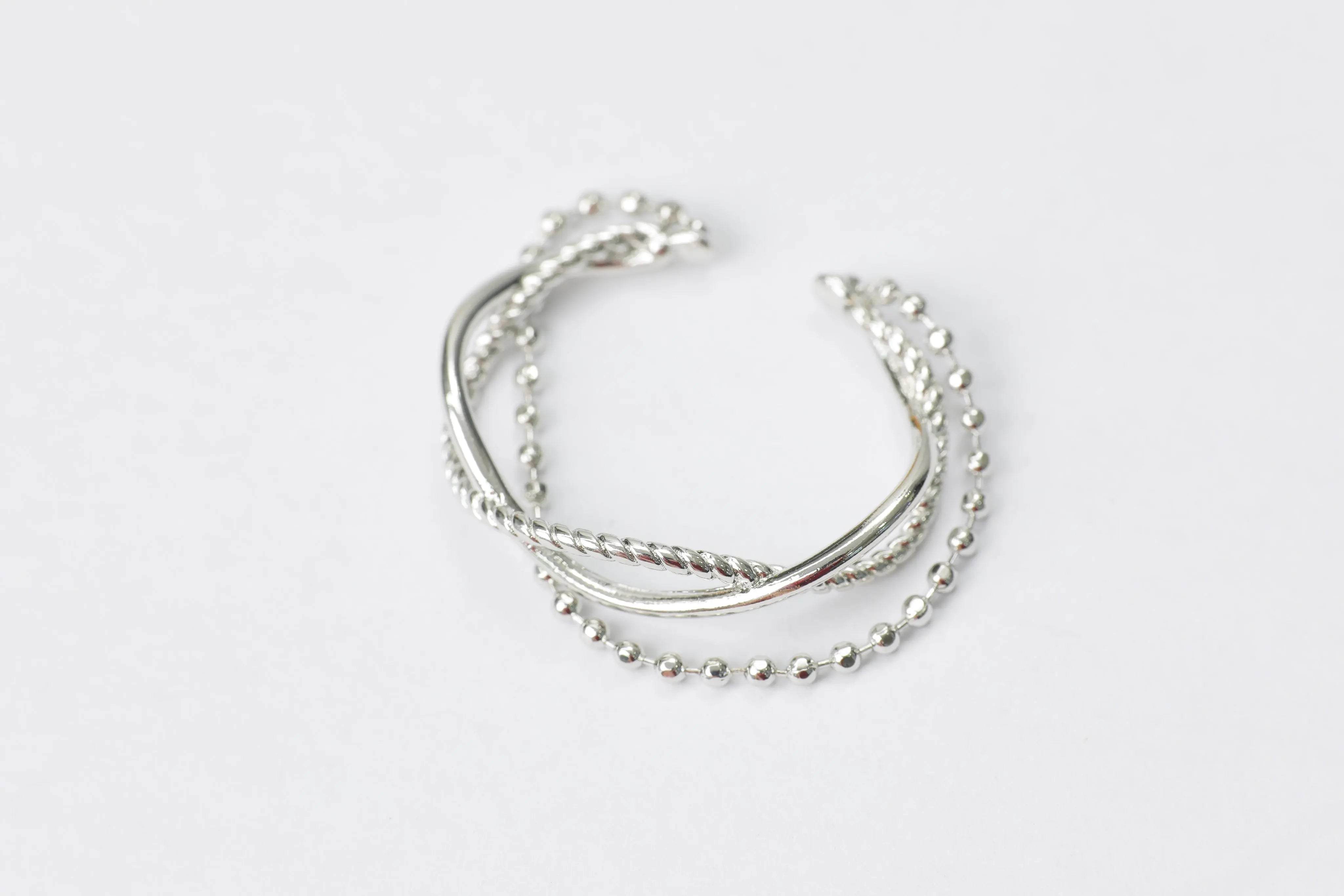 X Ring with Chain - Silver Ring for Women