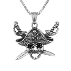 Halloween Caribbean Pirate Skull Titanium Steel Necklace for Men