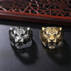 Tiger Head Titanium Steel Ring for Men