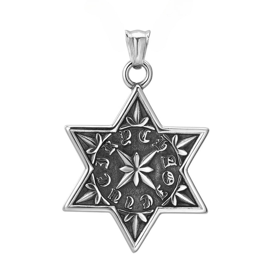 Vintage Hexagonal Star Titanium Steel Pendant for Men