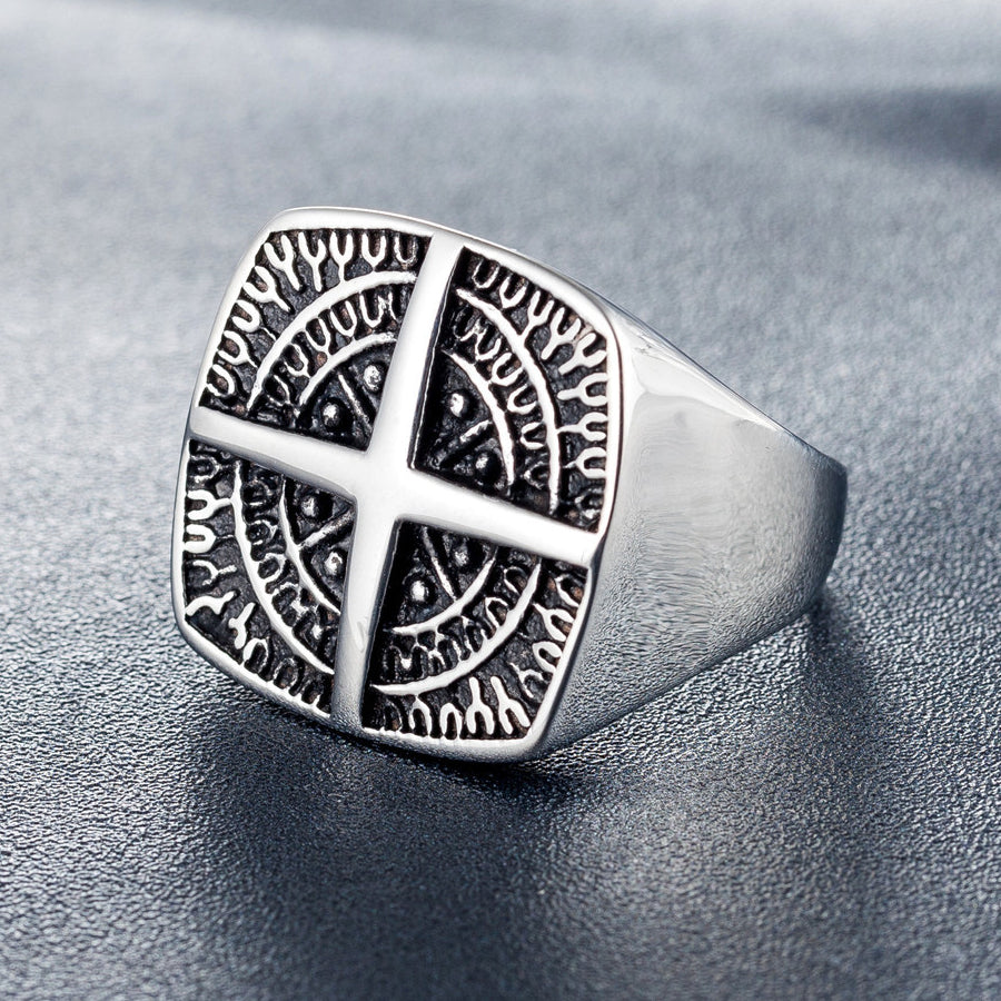 Greek Cross Squrare Titanium Steel Ring for Men