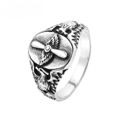 Aircraft Propeller Oval Titanium Steel Ring for Men