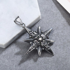 Octagonal Star Teutonic Cross Titanium Steel Pendant for Men