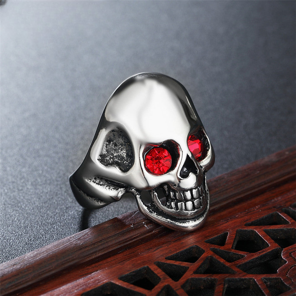 Halloween Skull Zircon Titanium Steel Ring for Men