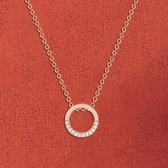 Half Circle Zircon Round Pendant Silver Necklace for Women