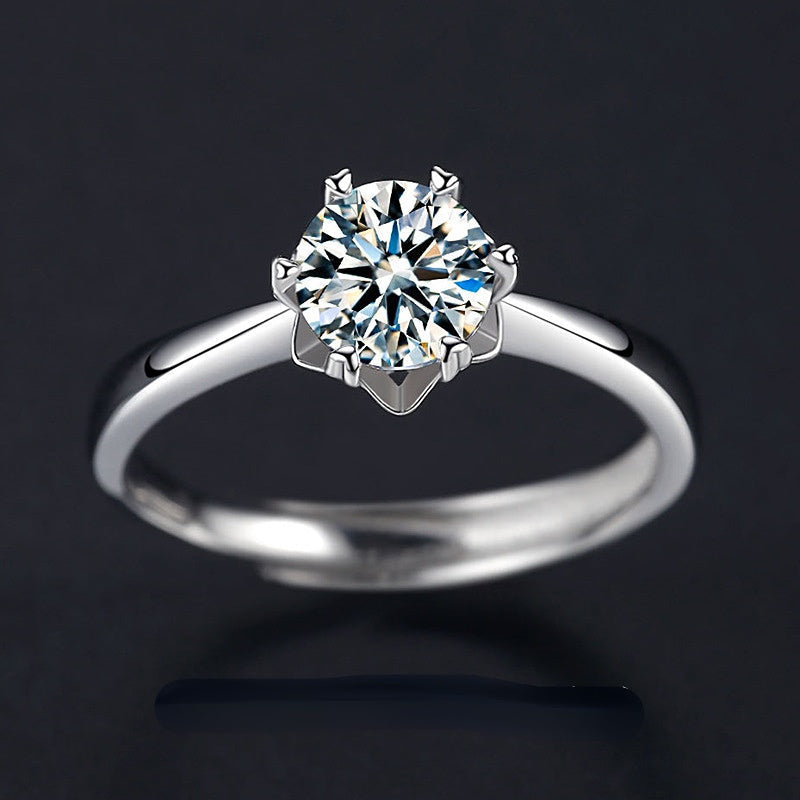 Adjustable Opening Snowflake Six Prongs 1.0 Carat Moissanite Engagement Ring