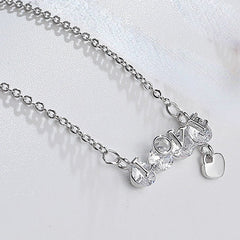 LOVE with Zircon Pendant Silver Necklace for Women