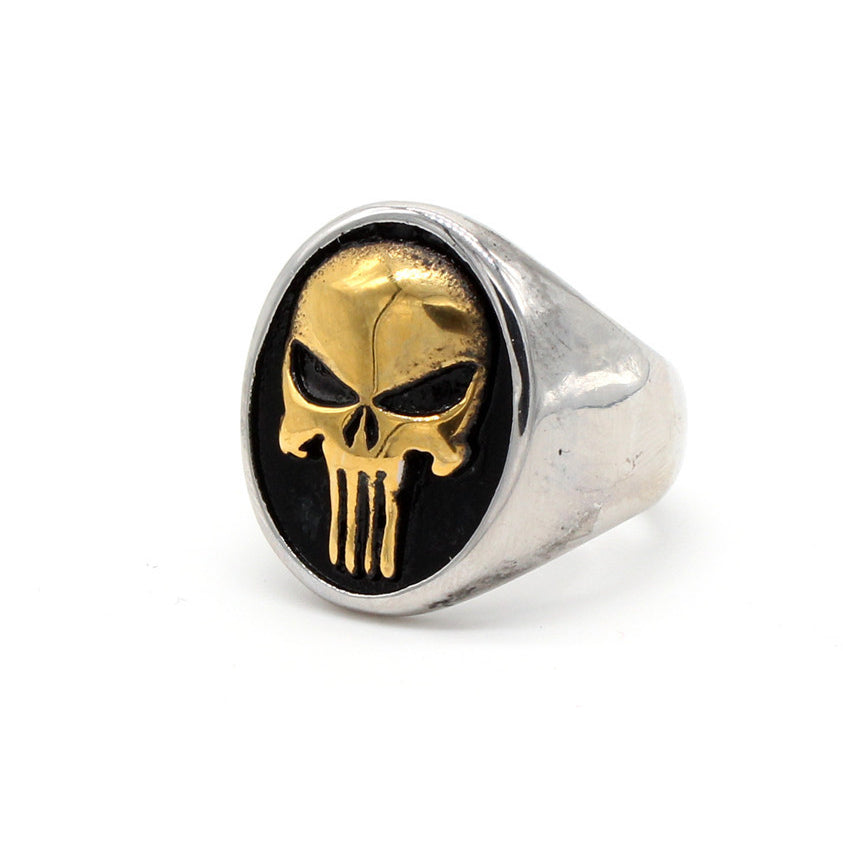 Halloween Alien Skull Oval Titanium Steel Ring for Men