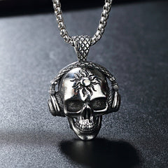 Halloween Headset Skull Titanium Steel Necklace for Men