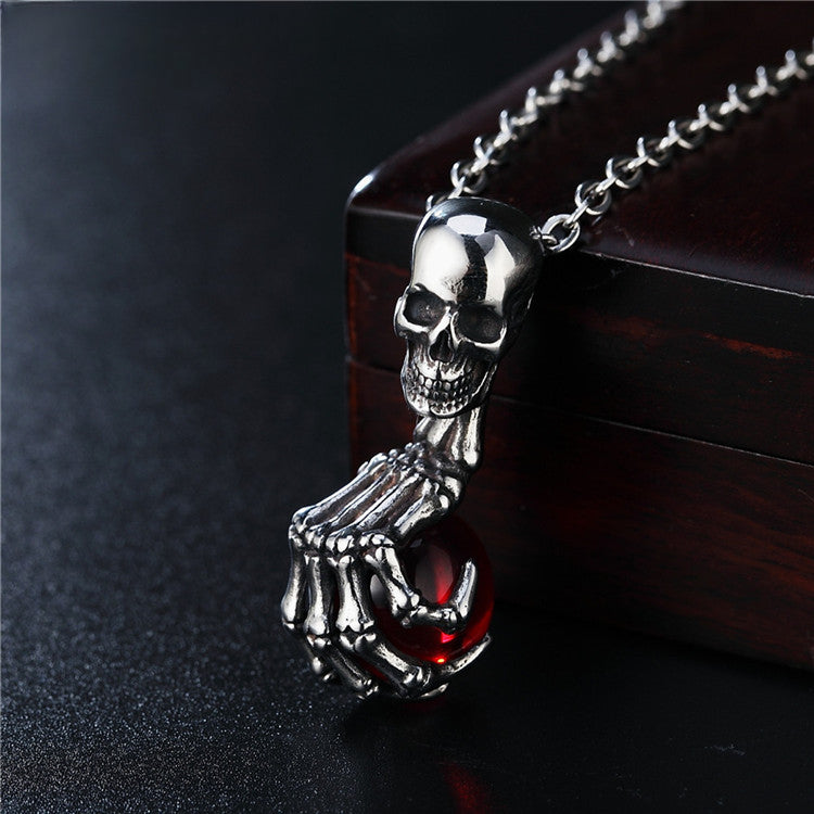 Halloween Skull Ghost Claw Ball Titanium Steel Necklace for Men