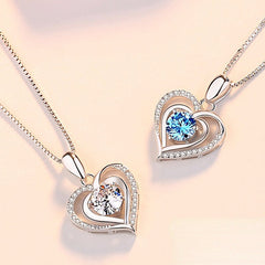 (Pendant Only) Valentine's Day Gift Two Hearts with Zircon Silver Pendant for Women