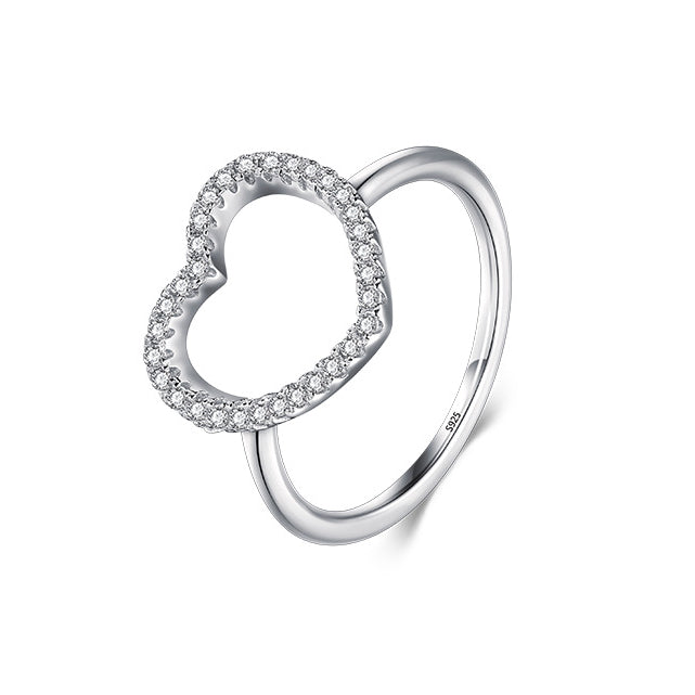 S925 Sterling Silver Japanese and Korean Hollow Micro Inlaid Zircon Ring Women's European and American Light Luxury Fashion Index Finger Ring Cross-border Delivery