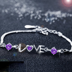 LOVE Letter with Zircon Silver Bracelet for Women