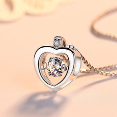 (Pendant Only) Heart with Round Zircon Silver Pendant for Women