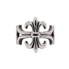 Hollow Polished Cross Flower Titanium Steel Ring for Men