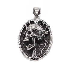 Halloween Shouting Skull Oval Titanium Steel Pendant for Men