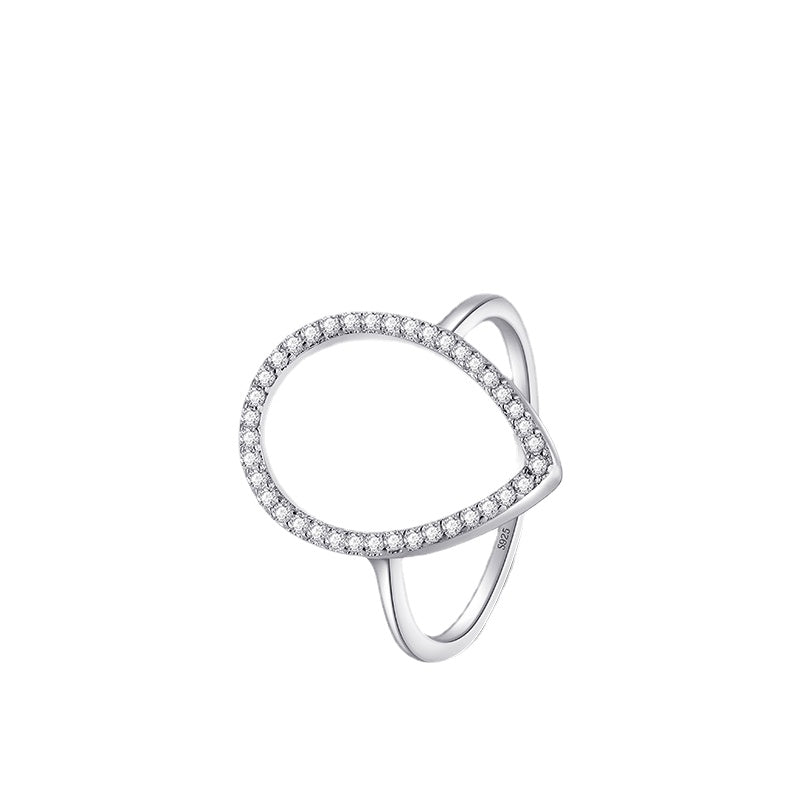 S925 Sterling Silver Korean Version Design Sense INS Trendy Drop Shaped Ring for Female European and American Internet Celebrities, Atmospheric Index Finger Ring Jewelry