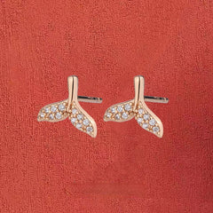 Zircon Fishtail Silver Studs Earrings for Women