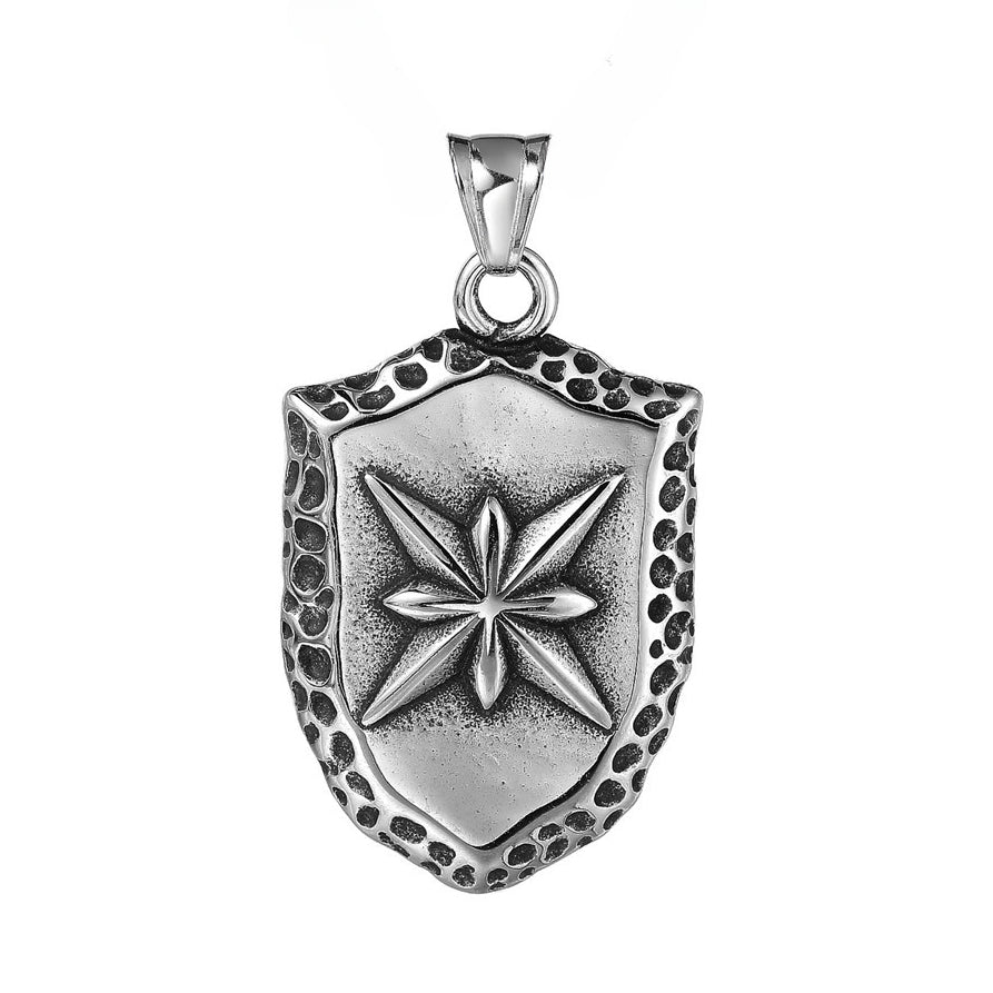 Octagonal Star Shield Titanium Steel Pendant for Men