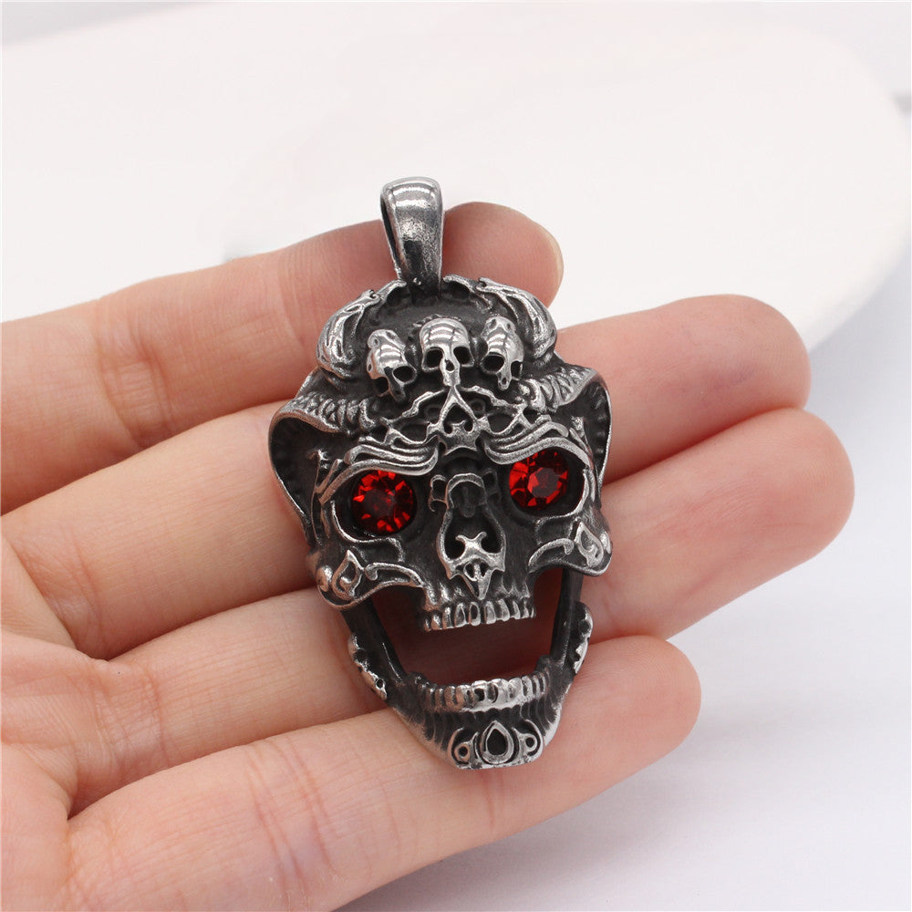 Halloween Red Eye Skull Titanium Steel Pendant for Men