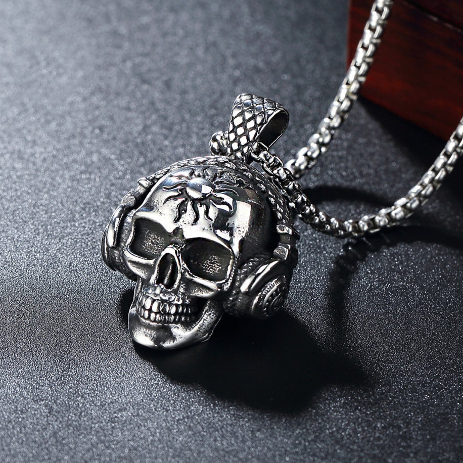 Halloween Headset Skull Titanium Steel Necklace for Men