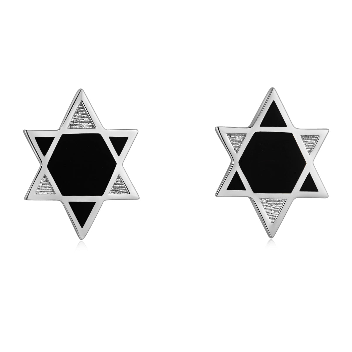 Hexagram Black Enamel Stud Earrings