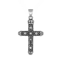 Vintage Crown Latin Cross Titanium Steel Pendant for Men