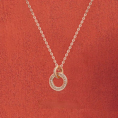 Zircon Double-ring Pendant Silver Necklace for Women