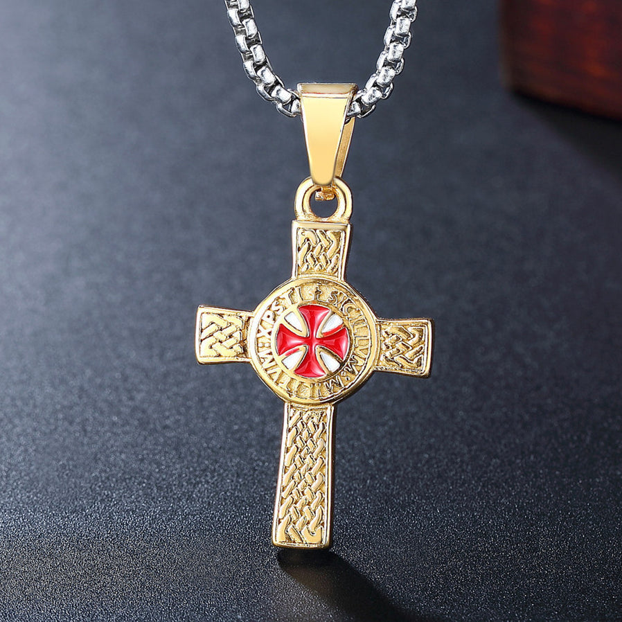 Golden Celtic Cross Titanium Steel Pendant for Men