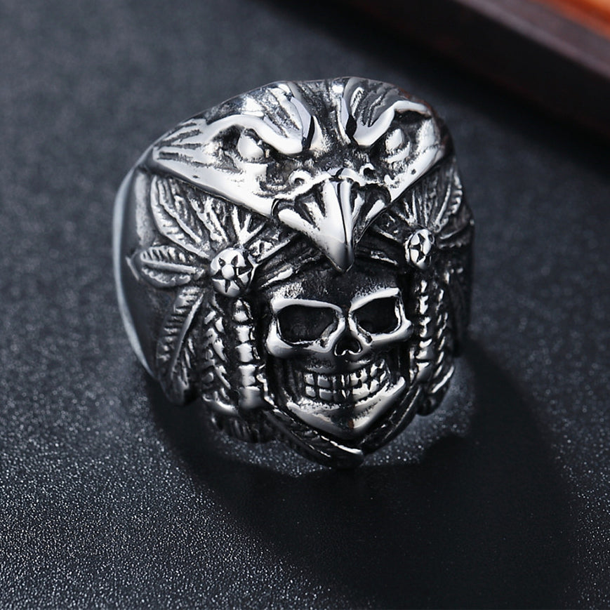 Halloween Eagle Skull Titanium Steel Ring for Men