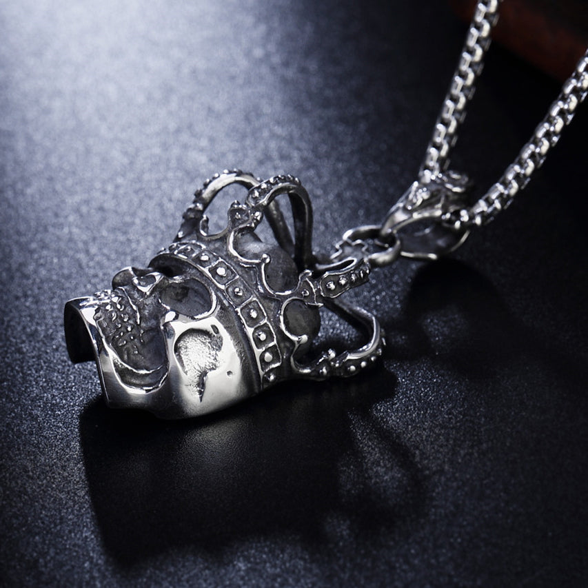 Halloween Crown Skull Titanium Steel Necklace for Men