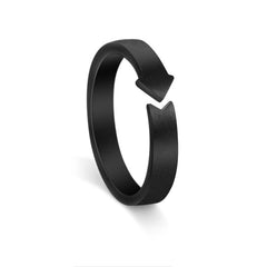 Arrow Brushed Silver Couple Ring for Women