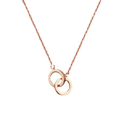 Double Ring Pendant Silver Necklace for Women