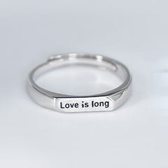 LOVE IS LONG Letter Silver Couple Ring for Women