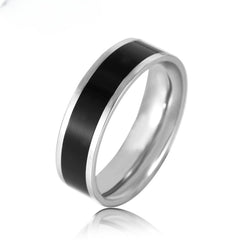 European and American Minimalist and Personalized Men's Black and White Titanium Steel Ring and Ring