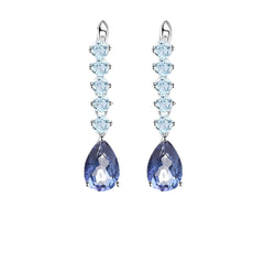 Natural Gemstones Luxury Pear Shape Beading Silver Drop Earrings for Women