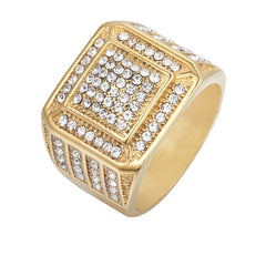 Simple Atmospheric Fashion Zircon Encrusted Men's Titanium Ring Jewelry Wholesale