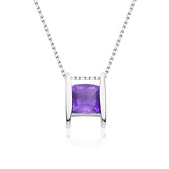 Square Purple Crystal H-shape Necklace