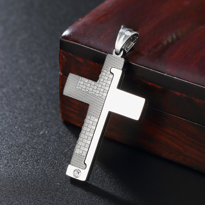 Two Tone Latin Cross Titanium Steel Pendant for Men