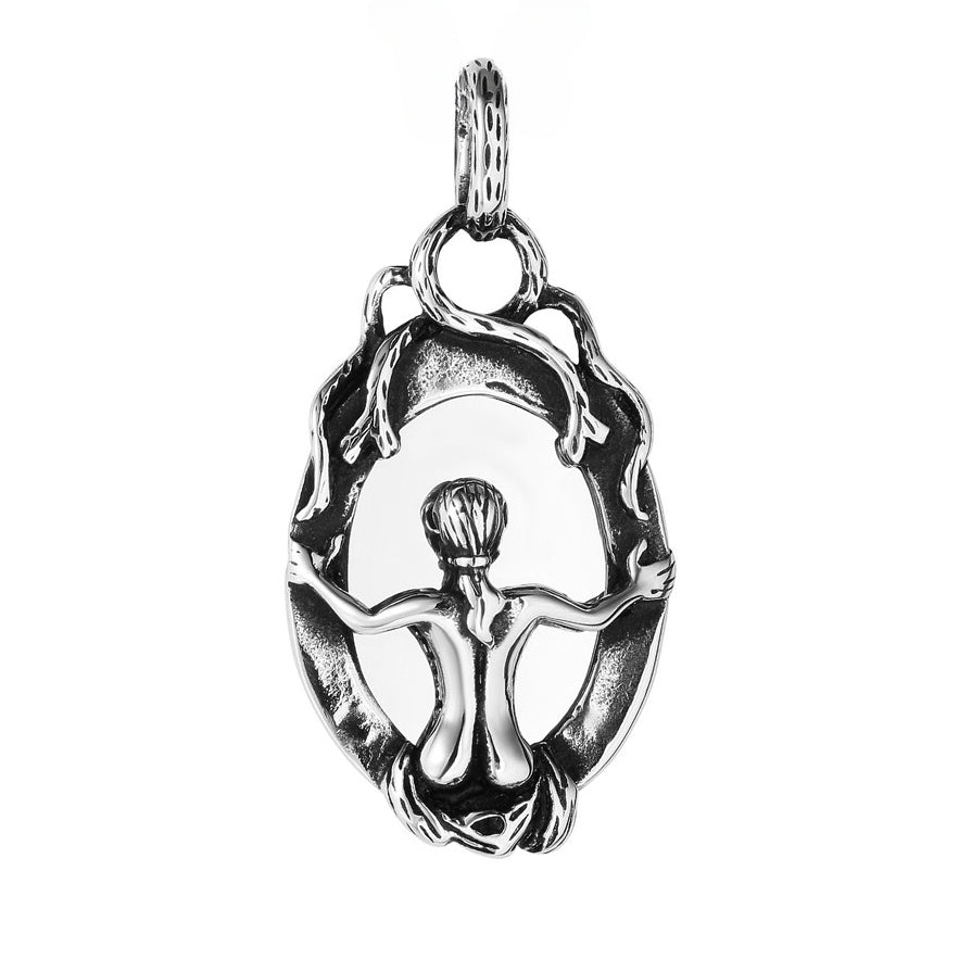 Halloween Beauty Skull Mirror Titanium Steel Pendant for Men