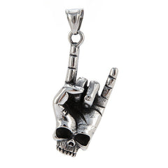 Halloween Skull Victory Gesture Titanium Steel Pendant for Men