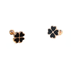 Black Lucky Clover Silver Studs Earrings for Women