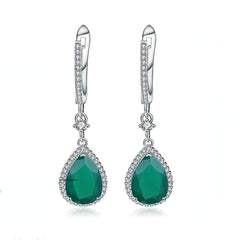 Natural Colourful Gemstone Soleste Halo Pear Drop Silver Drop Earrings for Women