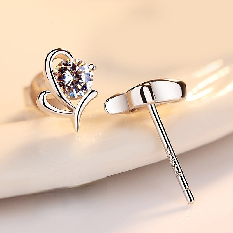 Retro Butterfly with Zircon Silver Studs Earrings for Women
