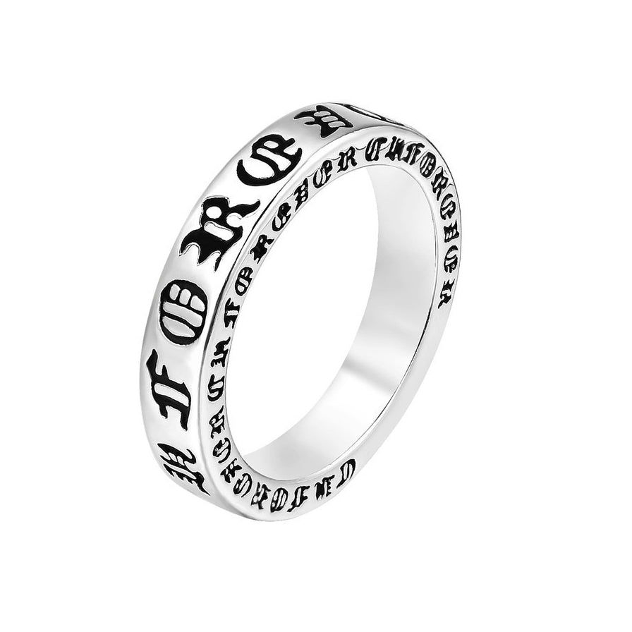 Gothic Text Titanium Steel Ring for Men