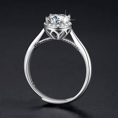 Adjustable Opening Soleste Halo 1.0 Carat Moissanite Engagement Ring