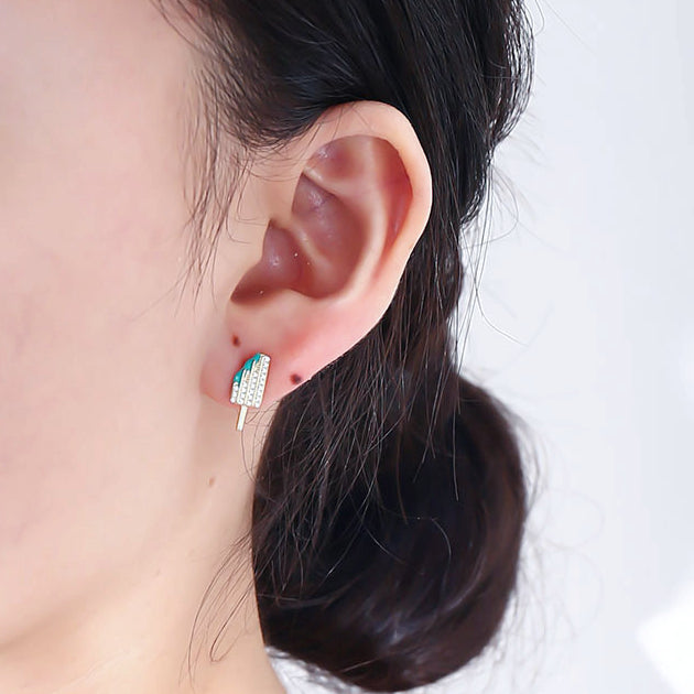 Zircon Ice Cream Silver Studs Earrings for Women