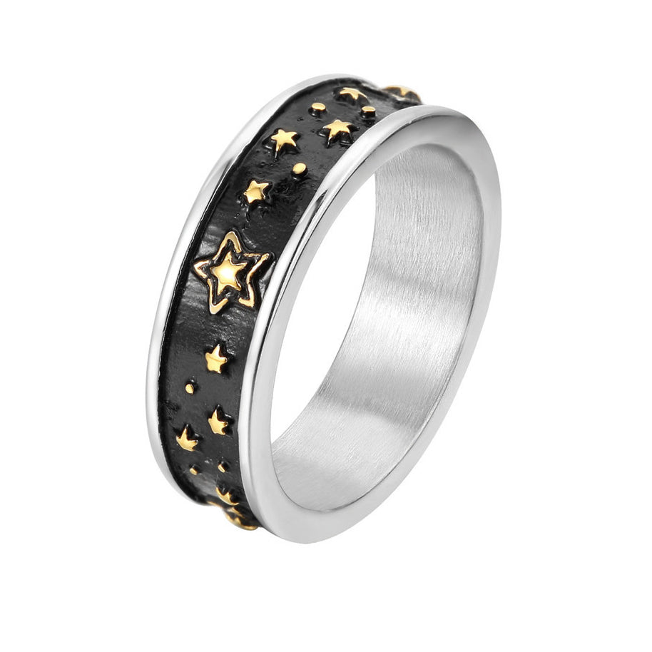 New Starry Sky Personality Vintage Titanium Steel Ring for Men