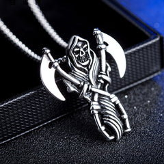 Halloween Sickle Skull Titanium Steel Necklace for Men