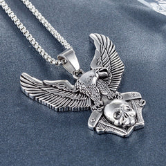 Halloween Eagle Engine Skull Titanium Steel Necklace for Men